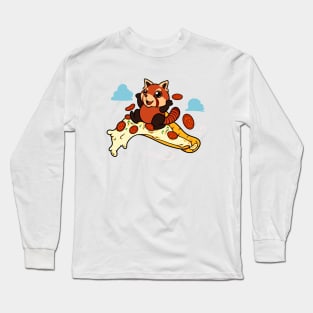 Pizza lover - red panda flies on pizza Long Sleeve T-Shirt